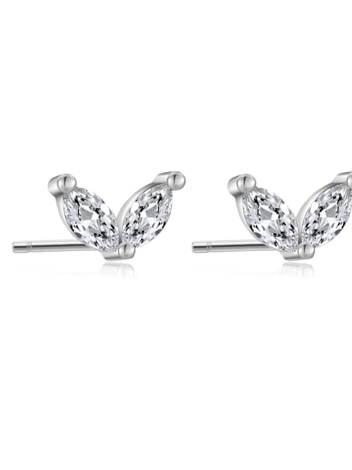 Platinum [White] 925 Sterling Silver Cubic Zirconia Geometric Dainty Stud Earring